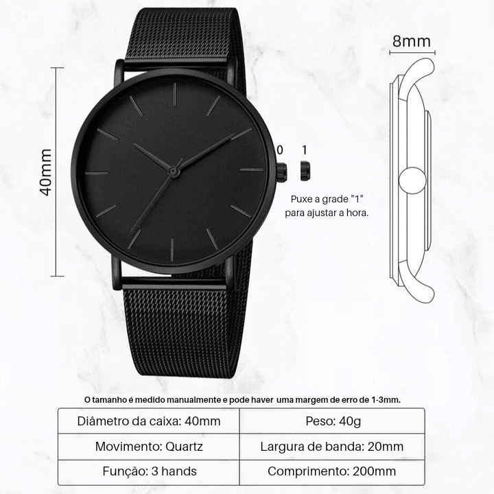 Relógio Minimalista - Black ZenPulse - Nordwear