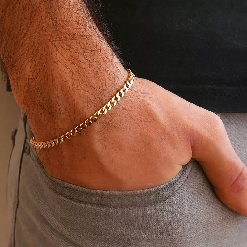 Pulseira masculina em aço inoxidável - Gold