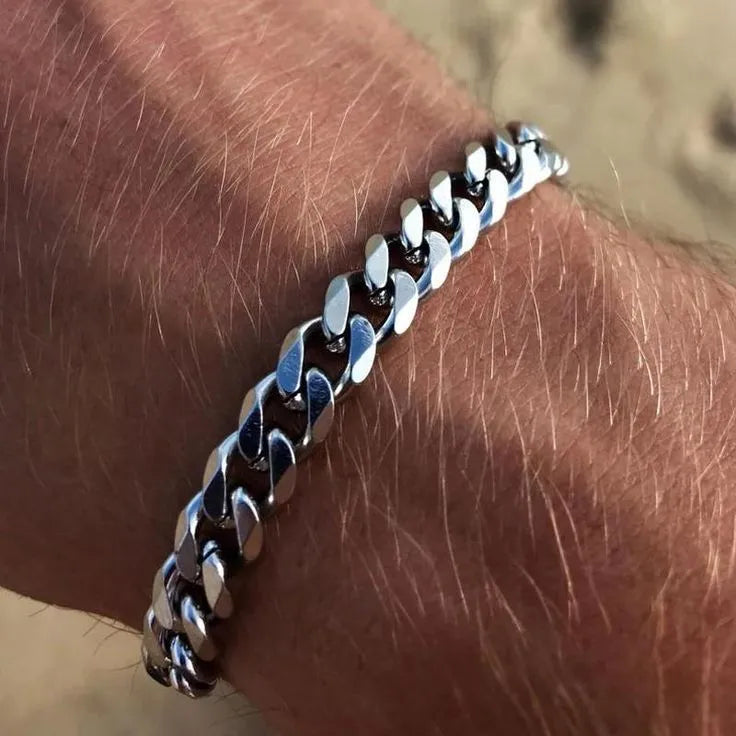 Pulseira masculina em aço inoxidável