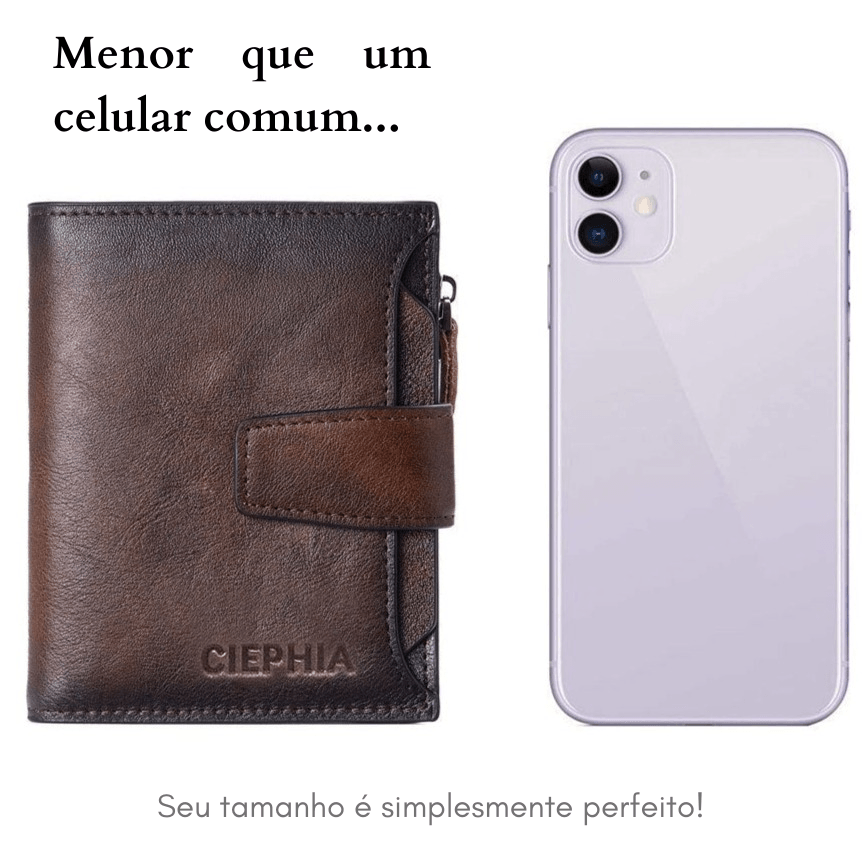 Carteira Masculina de Couro Genuíno - Sistema Antifurto RFID - Nordwear